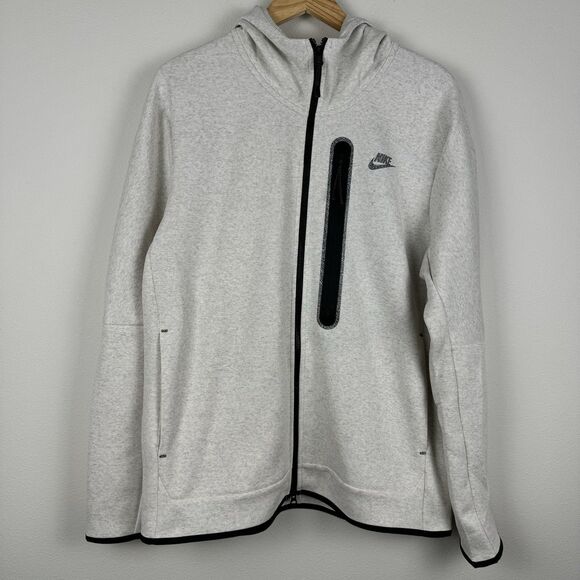 Nike Sportswear Tech Fleece Full Zip Beige Jacket DR9150-100 Men's Size Large - Picture 2 of 7